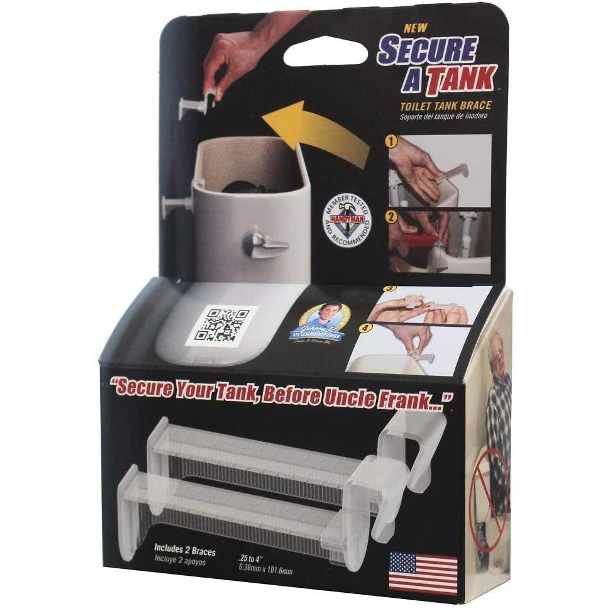 Secure-A-Tank Toilet Tank Brace, Pack of 2, White, Model# Secure-A-Tank